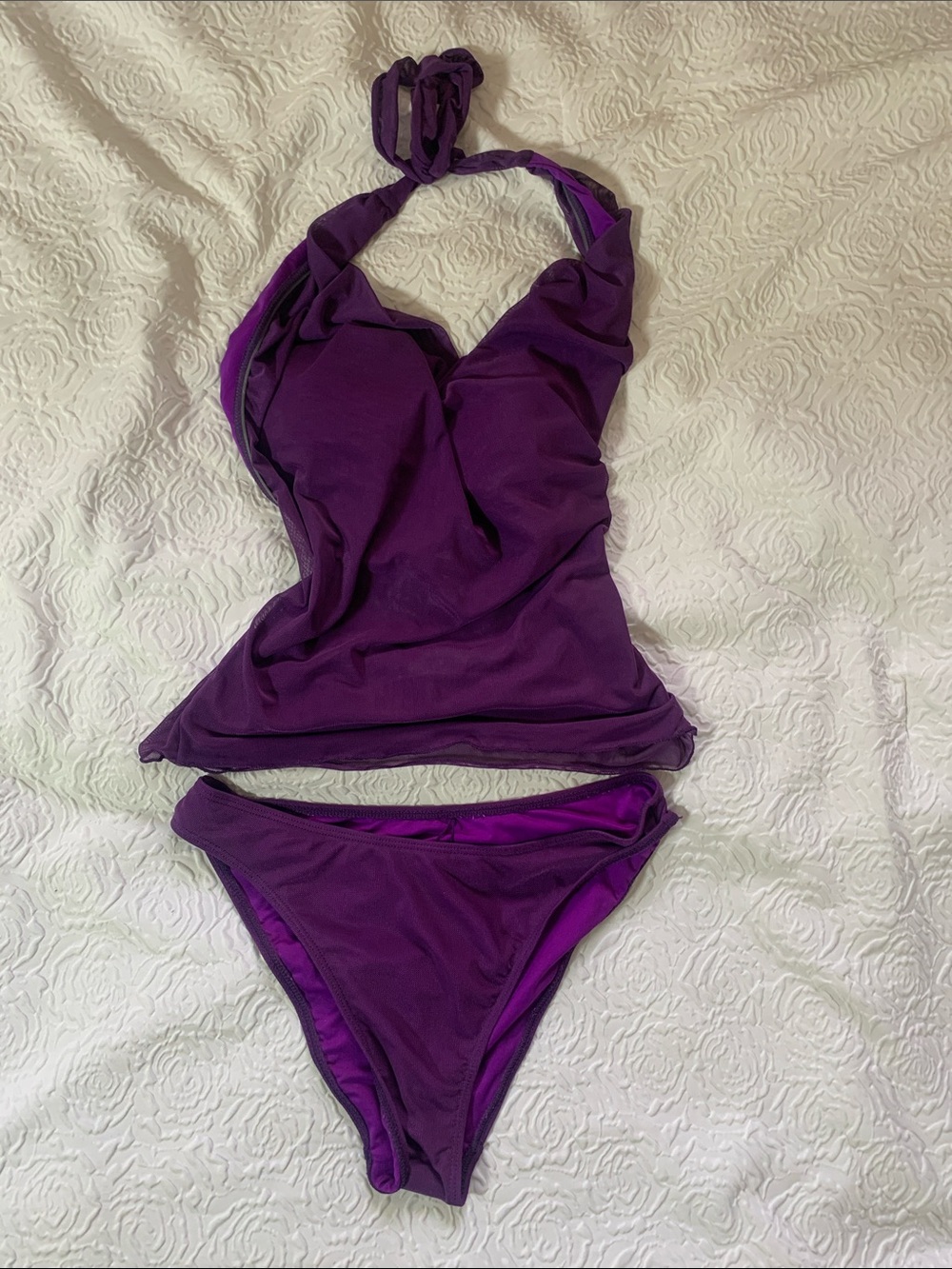 NWT SAMISOL Classic Purple Halter Bikini Set, Size L